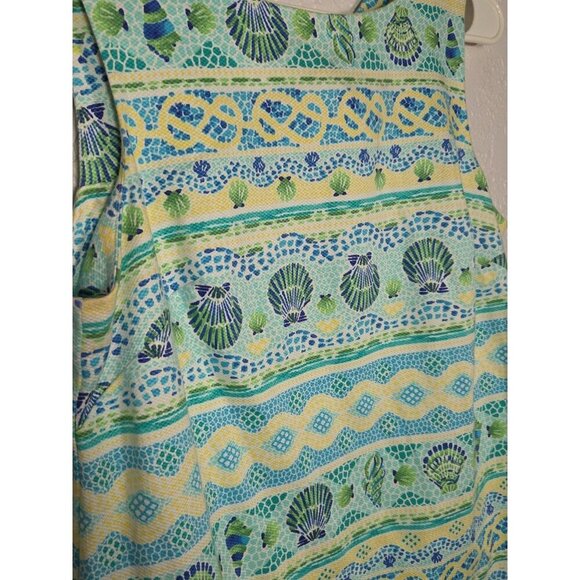 Talbots Petite 8 Sleeveless Dress Beach Coastal Print Tie Back Casual Summer - Picture 2 of 8
